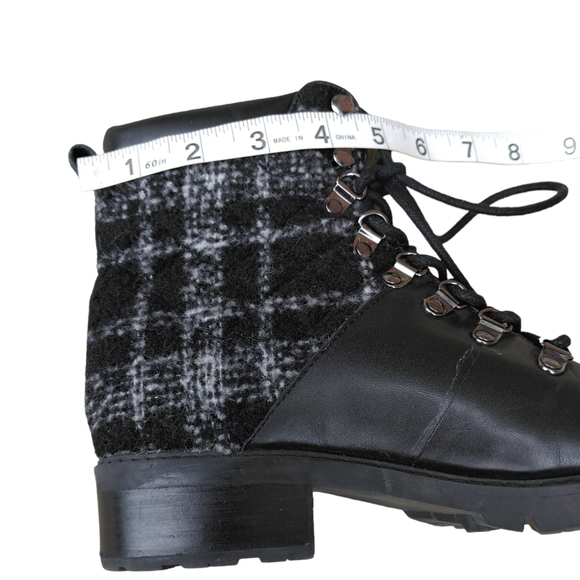 Marc Fisher 7M Lanzia Tweed Leather Laceup Combat Boots - Picture 12 of 16